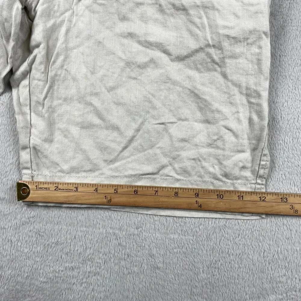 Old Navy Shorts Mens 36 Beige 100% Linen Loose Fit Drawstring Casual Summer 10